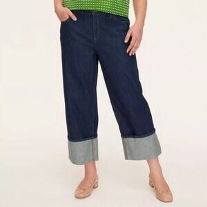 Kate‎ Spade Women's High Rise Straight Leg Wide Cuff Jeans Blue Size 8